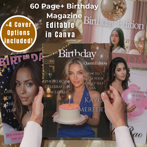 Ultimate Birthday Magazine Template (60 Pages) – Fully Editable in Canva Free