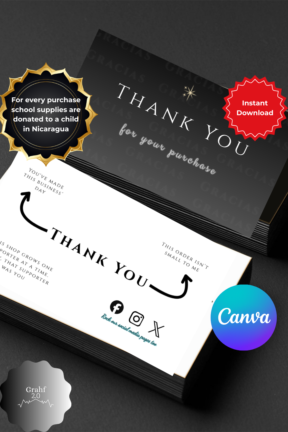 "Connect With Us" Business Insert Template – Social Media Thank You Card (Canva Free)